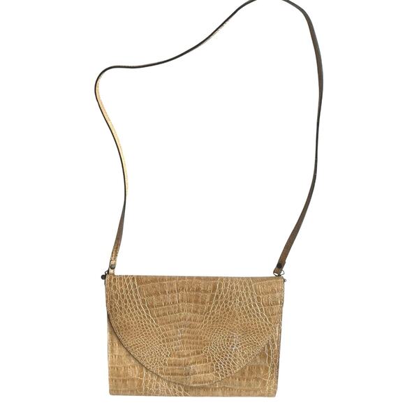 Amelia Berko Vintage Leather Tan Clutch Handbag, Retro Purse, Italian Leather - Picture 5 of 11